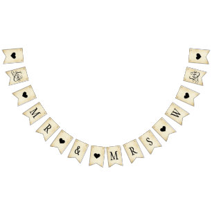 Rustikale Elegant Mr. und Mrs. Custom Monogram Ini Wimpelkette