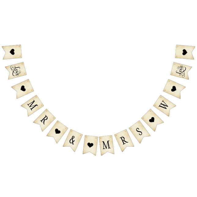 Rustikale Elegant Mr. und Mrs. Custom Monogram Ini Wimpelkette (Alle)