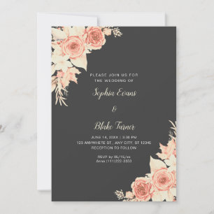 Rustikale Elegant Orange Rose Fall Gray Wedding Einladung