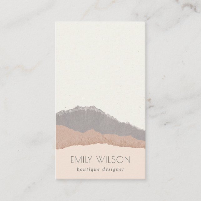 Rustikale Elegant Pastel Blush Kraft Gebirgswellen Visitenkarte (Vorderseite)