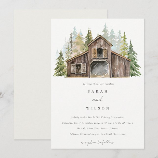 Rustikale Elegant Pine Forest Barnyard Hochzeit Ei Dankeskarte (Vorne/Hinten)
