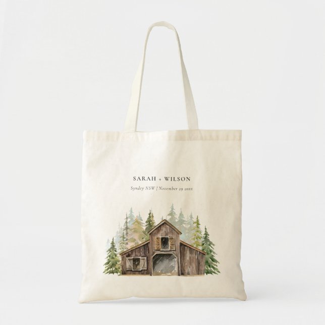 Rustikale Elegant Pine Woods Forest Barnyard Hochz Tragetasche (Vorne)