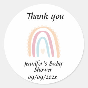 Rustikale Elegant Rainbow Baby Shower Gender-neutr Runder Aufkleber