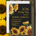 Rustikale Elegant Sonnenblumen Schwarz 30. Geburts Einladung<br><div class="desc">Rustikale,  elegante Party Einladung aus dem 30. Jahrhundert mit gelben Sonnenblumen auf schwarzem Hintergrund. Kontaktieren Sie mich,  um Hilfe bei Ihren Anpassungen zu erhalten oder um zusätzliche Matching oder Koordination von Zazzle Produkten für Ihre Feier zu beantragen.</div>