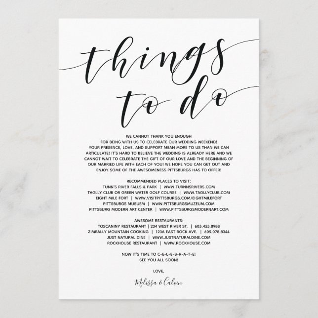 Rustikale Elegant Wedding Welcome and Itinerary Ca Programm (Vorderseite)