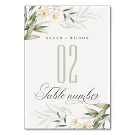 Rustikale Elegant Weiße Grüne Blumenzwiese Tischnummer