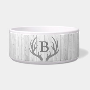 Rustikale Elegant White Wood Deer Antlers Monogr Napf