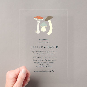 Rustikale Elegant Woodland Wild Mushrooms Wedding Acryleinladungen