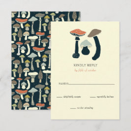 Rustikale Elegant Woodland Wild Mushrooms Wedding RSVP Karte