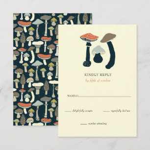 Rustikale Elegant Woodland Wild Mushrooms Wedding RSVP Karte