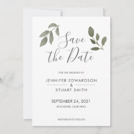 Rustikale, elegante botanische Aquarellfarben Blät Save The Date