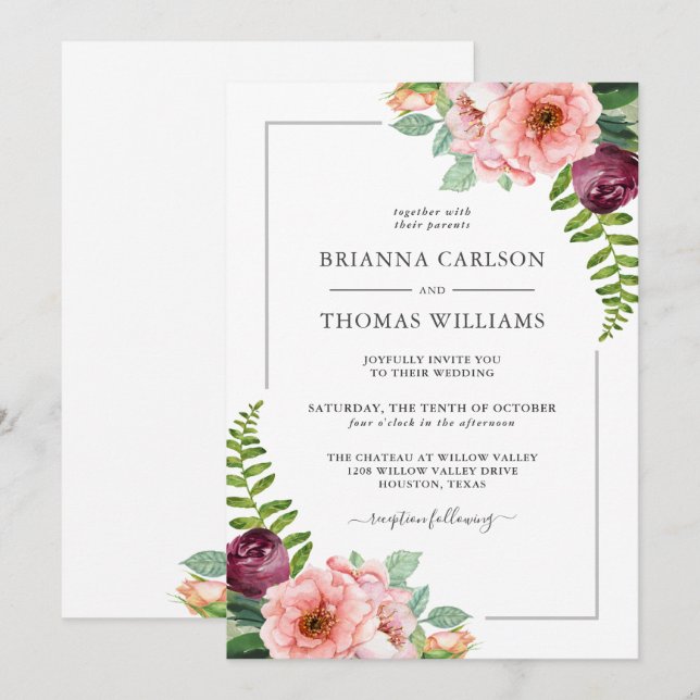 Rustikale Elegante Fantasy Floral Wedding Einladung (Vorne/Hinten)