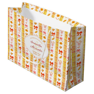 Rustikale elegante Herbst-Monogramm-Hochzeitsgäste Große Geschenktüte