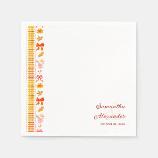 Rustikale elegante Herbst-Monogramm-Hochzeitsgunst Serviette