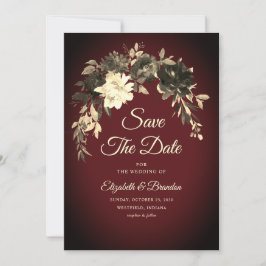 Rustikale, elegante Herbst-Rot-Blume Hochzeit Save The Date