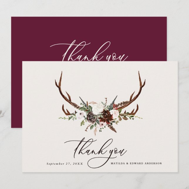 Rustikale elegante Hochzeit danke botanisch (Vorne/Hinten)