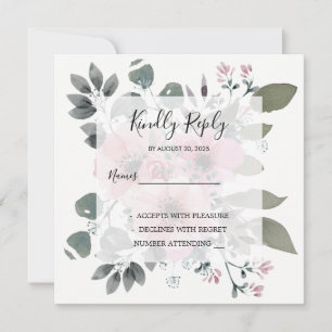 Rustikale, elegante Hochzeit mit floralen Aquarell Einladung