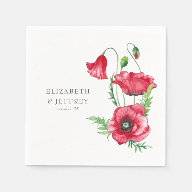 Rustikale elegante Hochzeit mit rotem Poppy Serviette (Vorderseite)