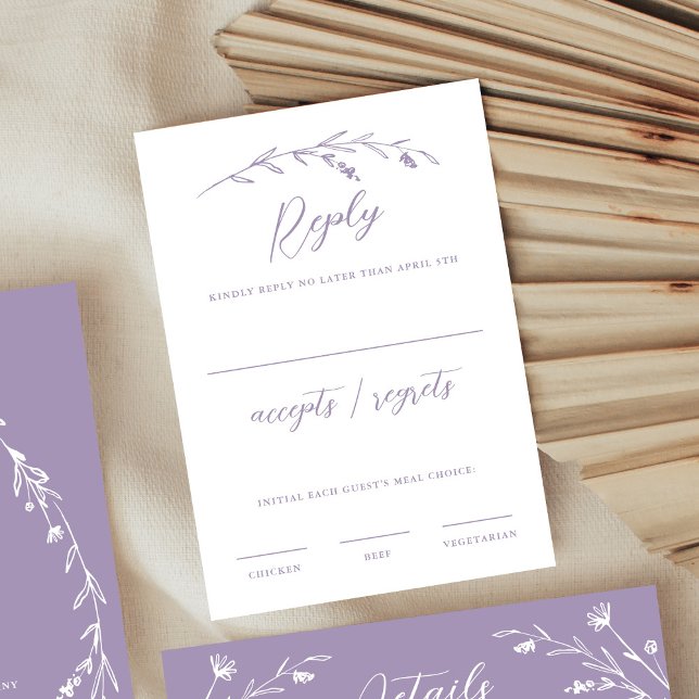 Rustikale Elegante Lavender Lila Wildblume Hochzei RSVP Karte (Von Creator hochgeladen)