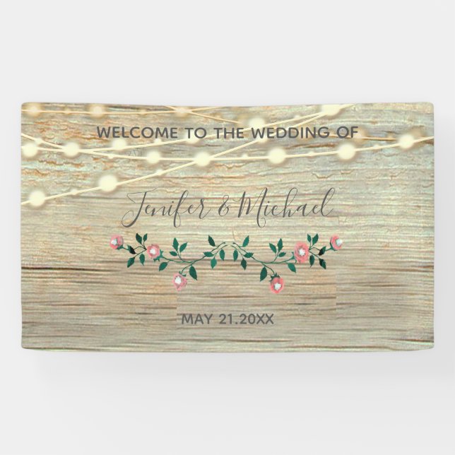 Rustikale, elegante Rose aus Holz Banner (Horizontal)