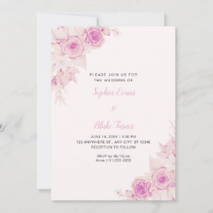 Rustikale, elegante Rosen Fall Hellrosa Hochzeit Einladung