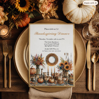 Rustikale elegante Thanksgiving-Dinner-Einladung Einladung