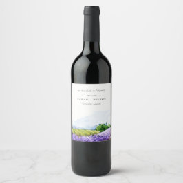Rustikale Elegante Wasserfarben Lavendelfelder Hoc Weinetikett
