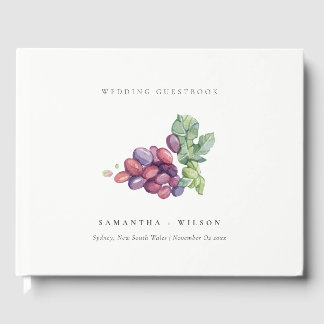 Rustikale, elegante Watercolor Traubenblätterhochz Gästebuch