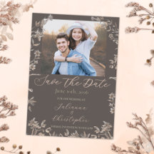 Rustikale Elegante Wildblumen Mocha Script Foto