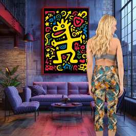 Rustikale Eleganz: Abstraktes Muster Earthy Geomet Capri Leggings