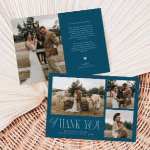 Rustikale Eleganz Foto Collage Hochzeit Türkis Dankeskarte