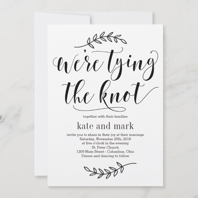 Rustikale Eleganz Hochzeitseinladung Kraft Einladung (Vorderseite)