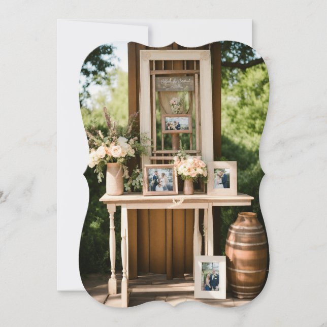 Rustikale Eleganz: Hochzeitstisch mit Urn, (Vorderseite)