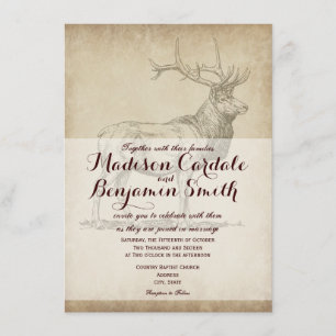 Rustikale Elk Wildlife Hunting Wedding Einladungen