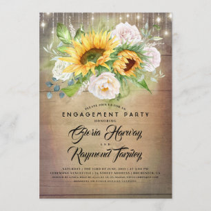 Rustikale Engagement-Partei für Sonnenblumen und W Einladung