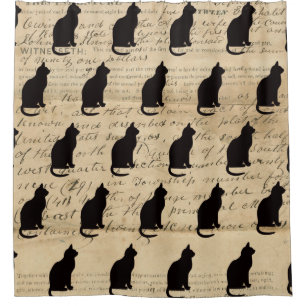 Rustikale Ephemera Deed Cat-Silhouette der 1840er  Duschvorhang