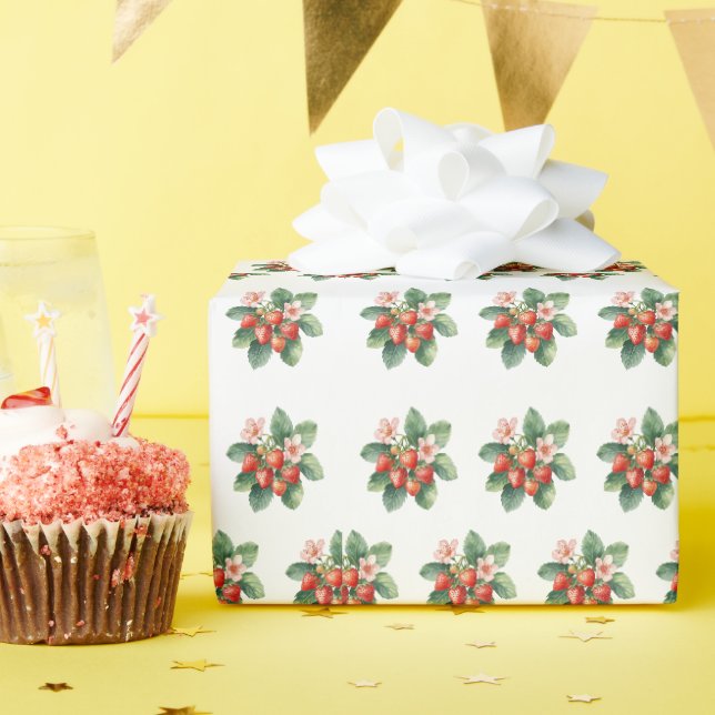 Rustikale Erdbeer-Baby-Party Geschenkpapier (Geburtstagsparty)