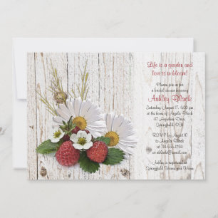 Rustikale Erdbeeren Daisy Bridal Dusche Einladung