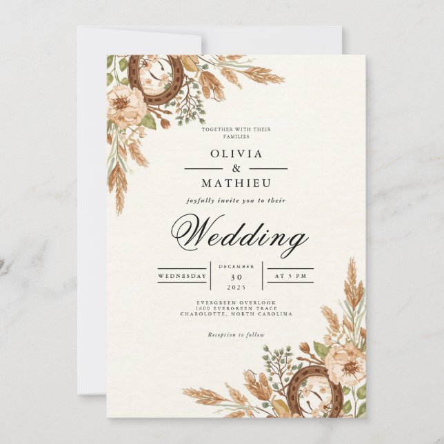 Rustikale Erdblutarsenhochzeit Einladung (Vorderseite)