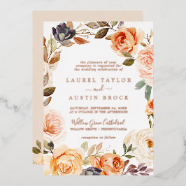 Rustikale Erde | Rose Gold Foil bei einer Hochzeit Folieneinladung