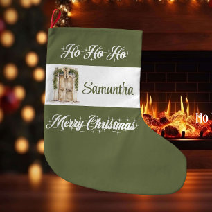 Rustikale, erdige skandinavische personalisierte W Großer Weihnachtsstrumpf