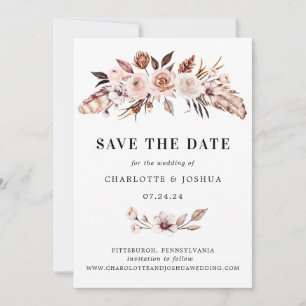 Rustikale Erdtöne Boho Foto Save-the-Date Einladung