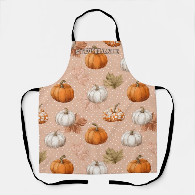 Rustikale Ernte Herbst - Pumpkins & Blätter Schürze (Vorderseite)