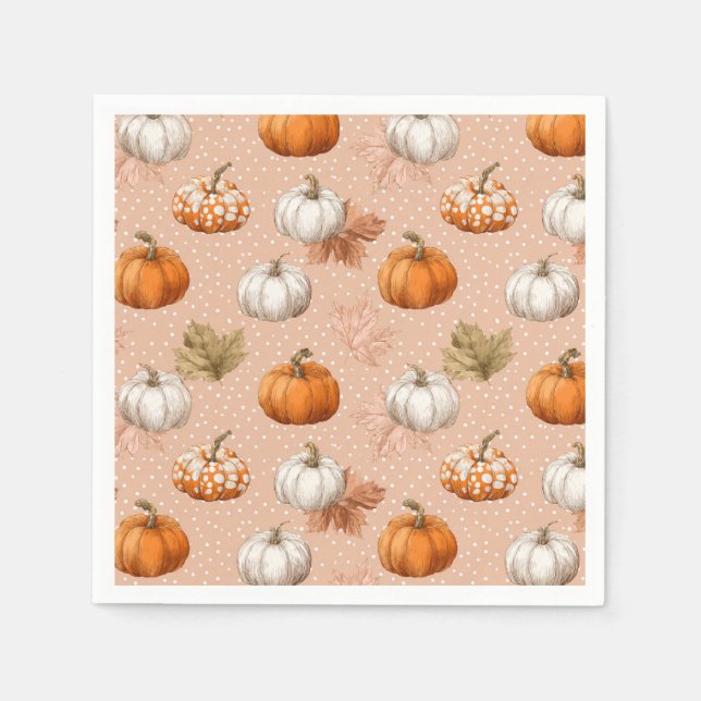 Rustikale Ernte Herbst - Pumpkins & Blätter Serviette (Vorderseite)