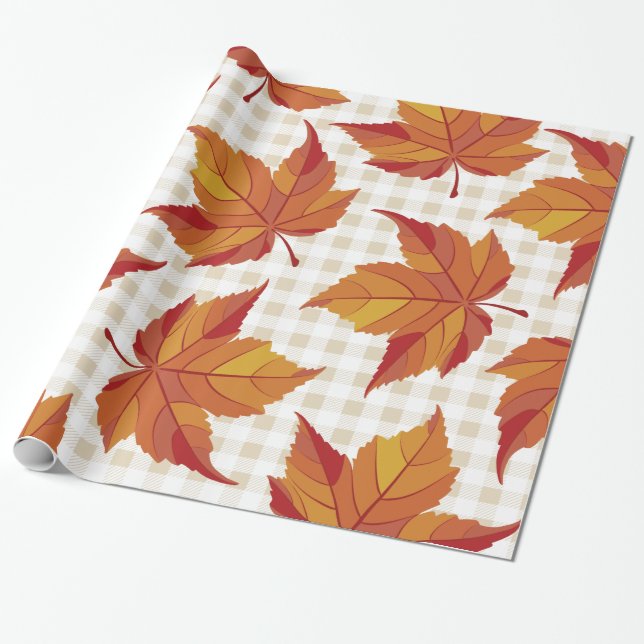 Rustikale Ernte Herbstlaub und Karierte Geschenkpapier (Ungerollt)