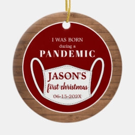 Rustikale erste Weihnachten Geboren in pandemische Keramik Ornament