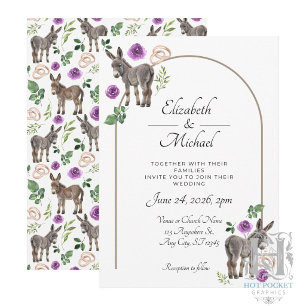 Rustikale Esel-Blumen-Einladung zur Hochzeit in Li Einladung