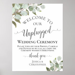Rustikale Eukalyptus Boho Unplugged Wedding Zeremo Poster