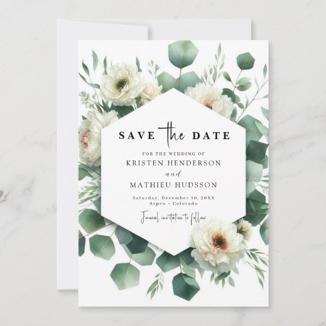 Rustikale Eukalyptus Digital Wedding Save The Date (Vorderseite)