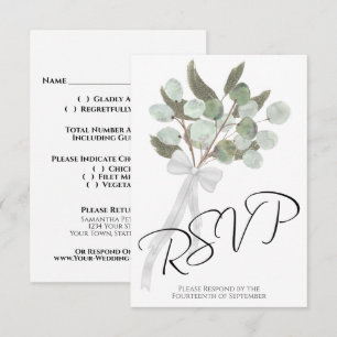 Rustikale Eukalyptus & Greenery Bouquet Chic Weddi RSVP Karte